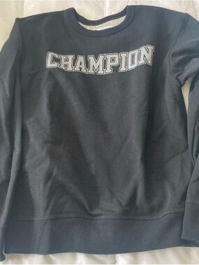 Champion Black and Gray Ribbed Collar Sweatshirt